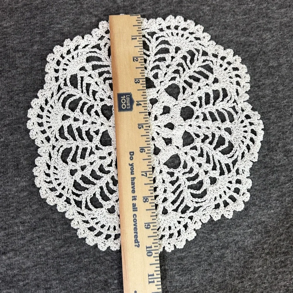 Vintage White Crochet Lace Doilies Set of 2 Round Cotton 9 Inch Table Decor